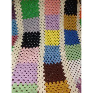 Afghan Hand Crocheted About 66" x 52"